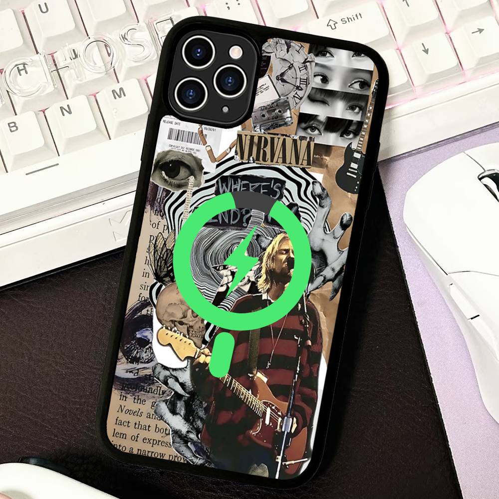 

Rock Classic N-Nirvana Band Magnetic Wireless Phone Case For IPhone 17 16 15 14 13 12 11 Pro Max For Magsafe Cover iPhone 17 Air