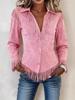 Women's Pink Suede Tassel Jacket - European & American Slim Lapel Coat for Autumn/Winter
