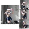 Women's Sexy Cosplay Lingerie Student Uniform Set With Velcro Design Miniskirt Outfit