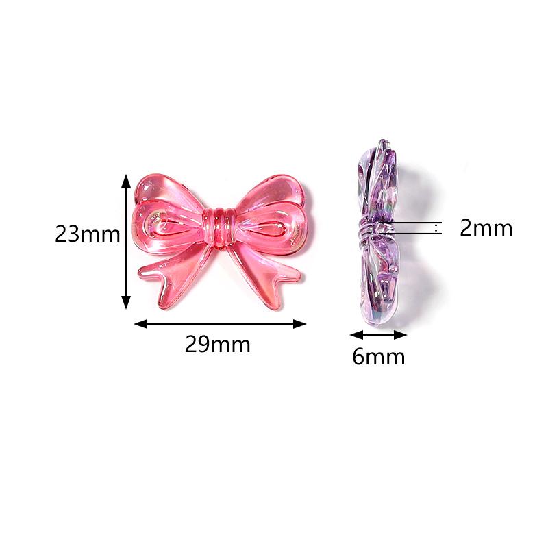 10Pcs/Lot 29×23mm Acrylic Beads Transparent Mixed Color Bow Shaped Loose Beads Diy Phone Chain Headrope Jewelry Accessories
