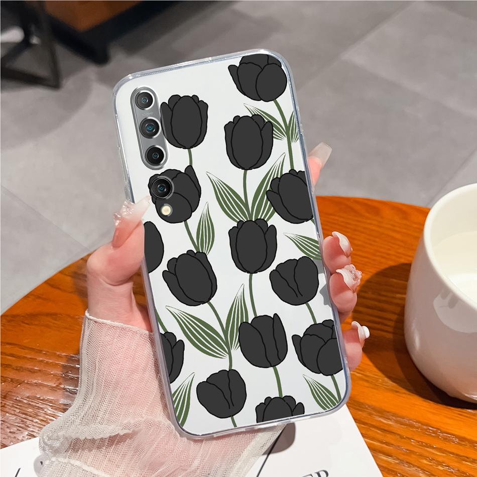 For Xiaomi Mi 10 Pro Lite 10S Phone Case Simple Flower Soft TPU Silicone Translucent Anti Drop Back Cover For Gift Housing Coque Xiaomi Mi 10