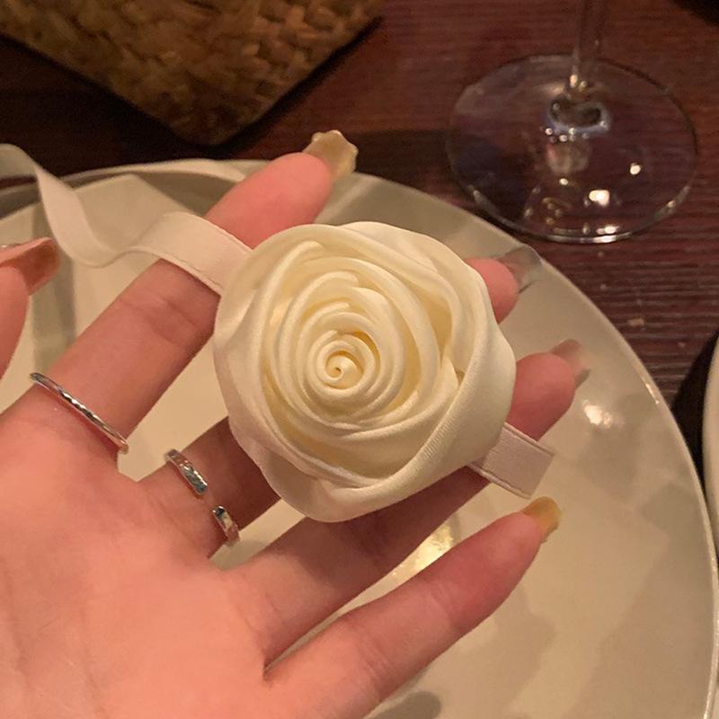 Ethereal Ribbon Rose Hair Tie Elegant Sweet Spring New Flower Choker Headband Dual-purpose Adjustable Hair Bands For Women