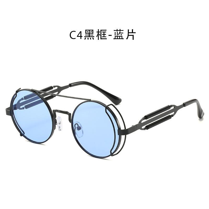 Foreign Trade Round Frame Punk Sunglasses Hollow Double Spring Metal Sunglasses Hollow Legs Sunglasses