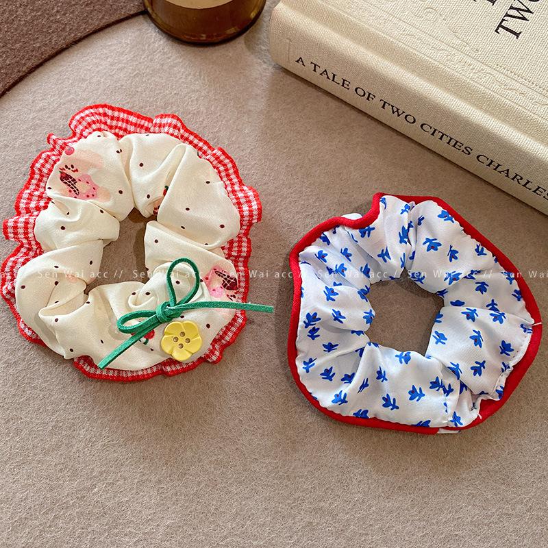 Broken Flower Large Intestine Hair Band Female Mori Ball Head Flower Hair Rope Super Fairy Cute Head
