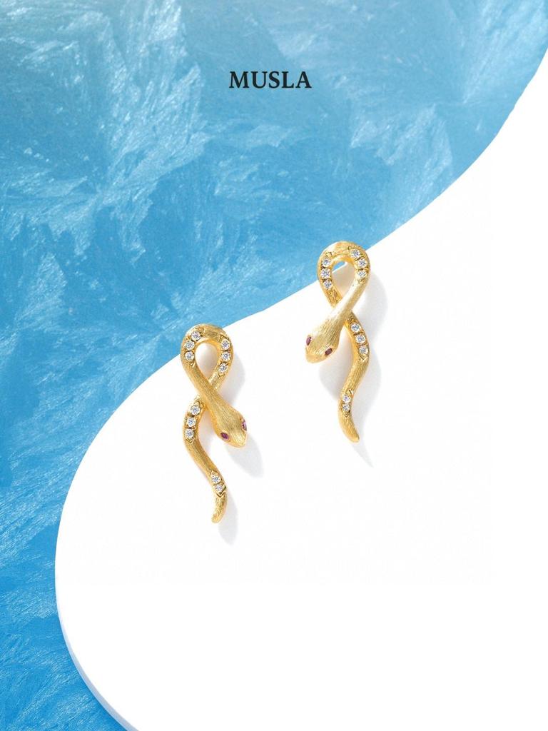 Musla Design Jewelry For Women Snake Shaped Hoop Earrings 925 Sterling Silver Earrings Zircon Fashion Stud Earrings