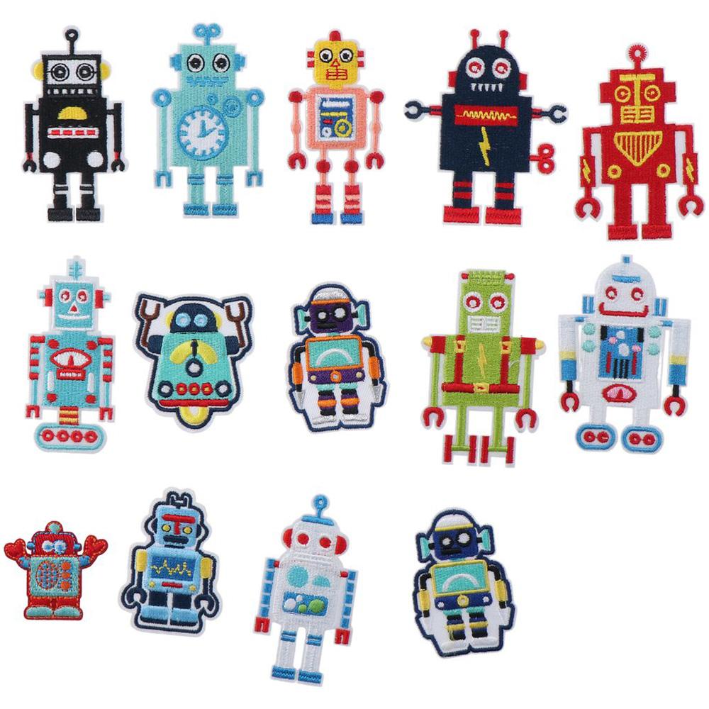 

14 шт. вышитый мотив, аппликация, ткань, пришивные нашивки, милый робот, гладить нашивки для джинсов