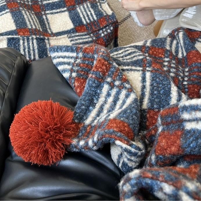 Double-sided brushed lunch break air-conditioning blanket sofa Nordic, Japanese and Korean high-end sense