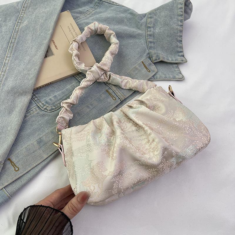 

Стильный и красивый дизайн, нишевый, повседневный, универсальный, плиссированный, портативный, на плечо, подмышку, нежный темперамент розовый