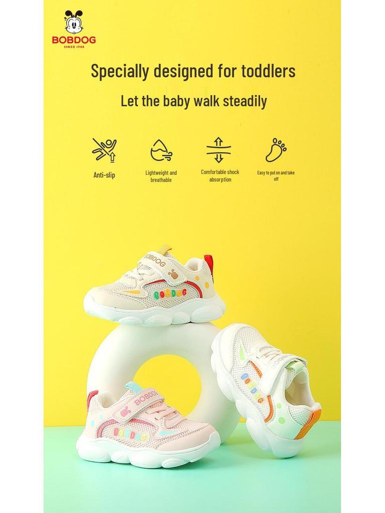 Bobodou Unisex Baby Mesh Walking Shoes - Anti-Slip Soft Sole Toddler Sports Shoes for Spring and Autumn (Ages 1-5)