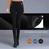 High-Waist Elastic Waistband Pockets Thickened Leggings Shorts Women Fake Two Piece Fleece Lining Leggings Skirt