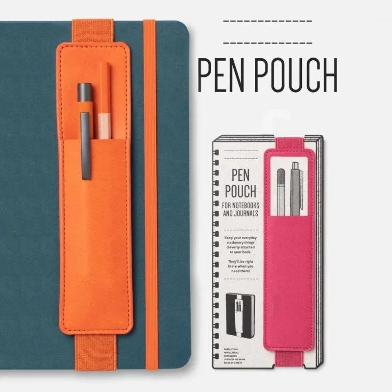PU Leather Pen Case - Elastic Buckle Organizer for Notebooks & Stationery, Fashion School&Office Meeting Supply,Easy Carry Pouch