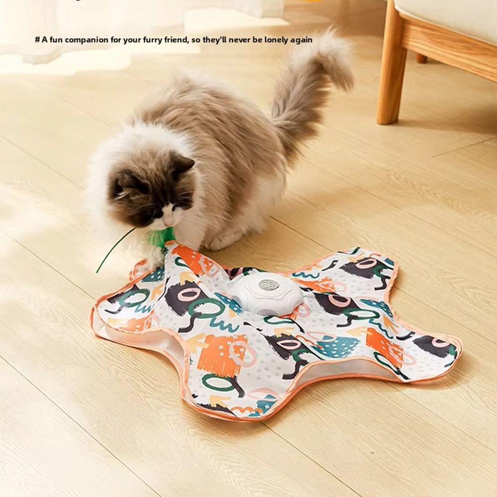 Motion Sensing Cat Hide and Seek Toy Built-in Feathers Automatic Cat Teaser  Pet Play