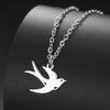 My Shape Swallow Pendent Necklace Stainless Steel Choker Swallow-Tailed Kite Bird Animal Charms Chain Women Jewelry Flying Birds