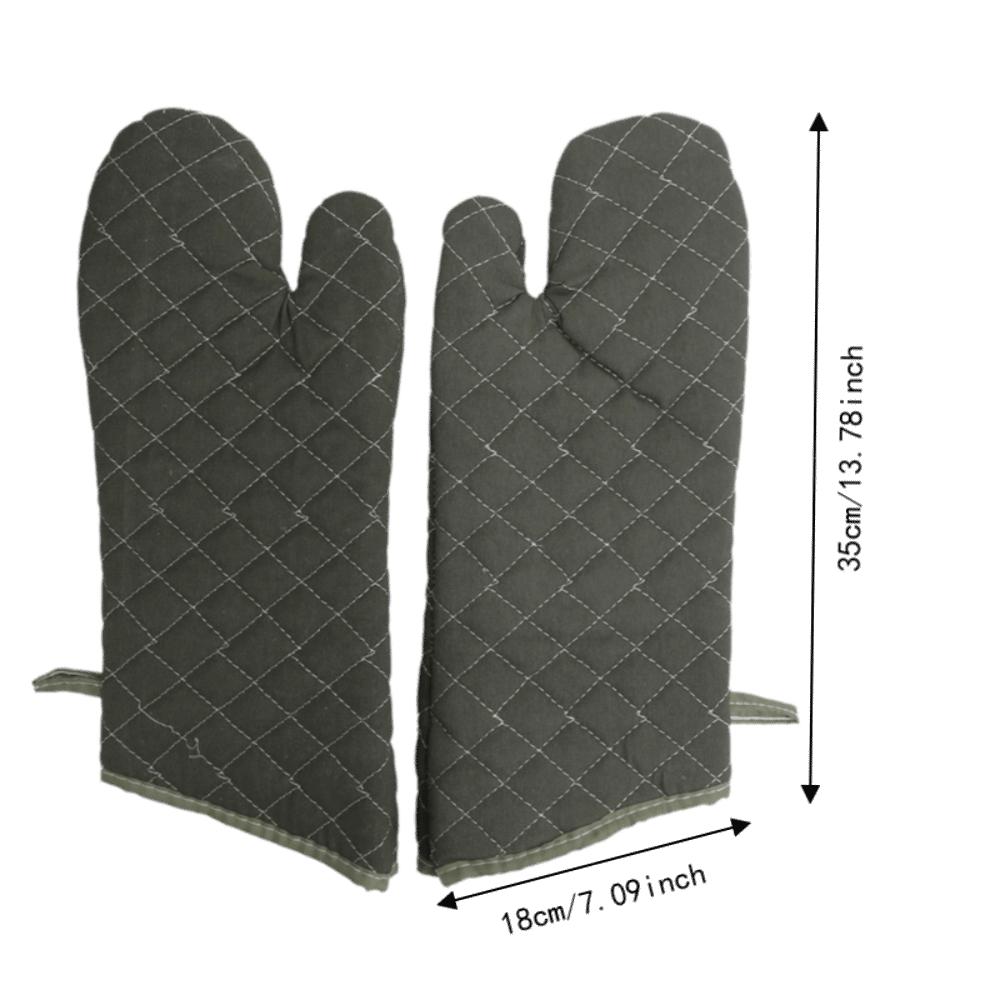 2PCS Canvas +Cotton Oven Mitt Extra Long Thickened Microwave Oven Glove Quilted Anti Scald Heat Insulation Glove