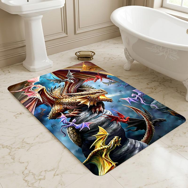 Dragon Fantasy Living Room Nonslip Area Rug Soft Carpet For Bedroom Game Playroom Sofa Office Home Decor Doormat Christmas Gift