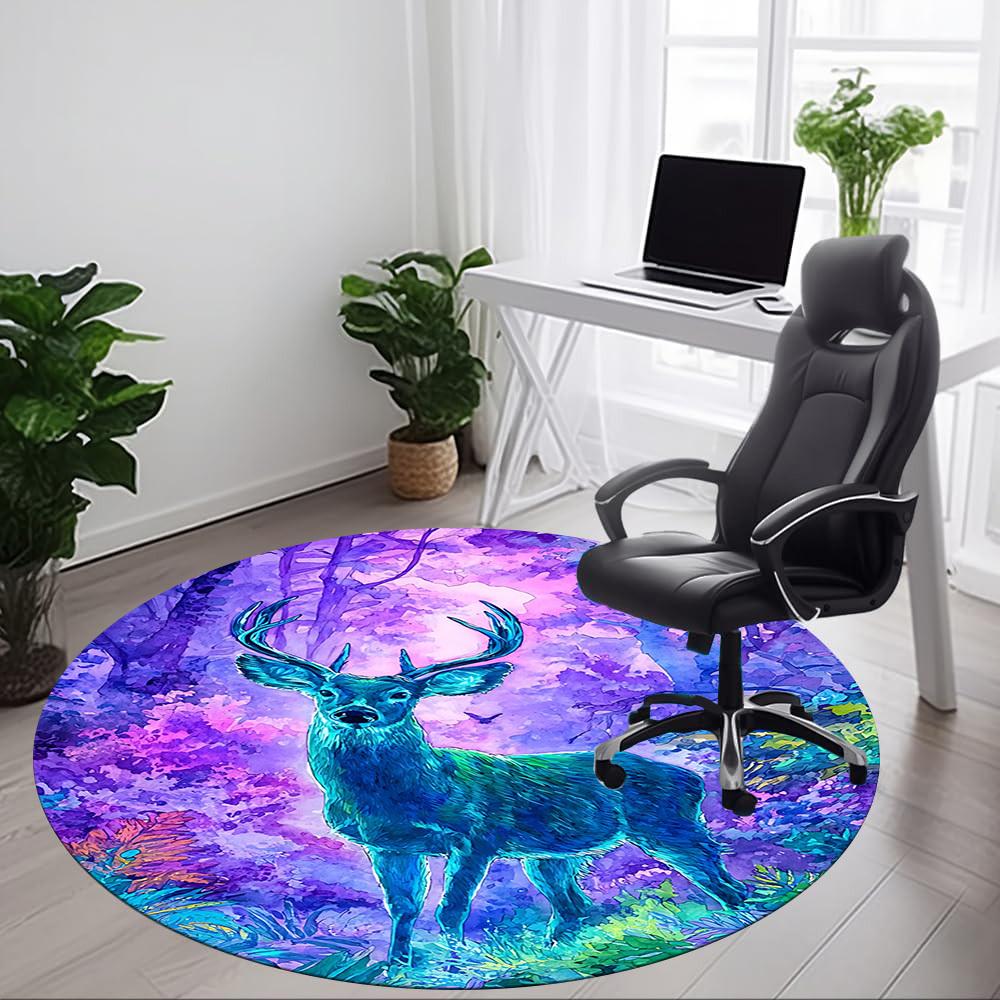 1pc Deer Forest Print Chair Carpet for Office, Soft Flannel Throw Mat, Perfect for Office,Holiday Party Decoration Choice Yy251113066