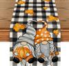 Fall Pumpkin Gnome Maple Leaf Buffalo Plaid Linen Table Runner Tabletop Decor Autumn Kitchen Dining Table Runner Party Decor