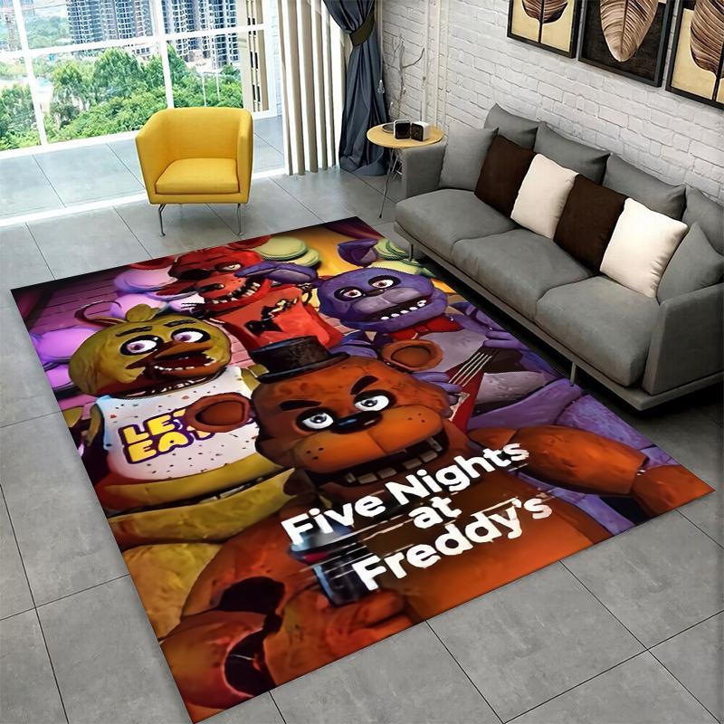 Klasický F-FNAF Hororová Hra Freddy Koberec Kobereček do Herny Ložnice Obývacího Pokojíku Pohovky Domácí Dekorace, Dětský Kobereček Protiskluzová Podložka