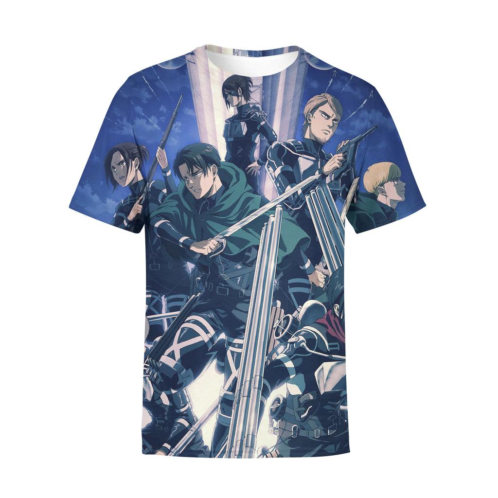 Attack on Titan 3D Digital Print T-Shirt for Anime Fans, Fashion Graphic Tee, Breathable Polyester Short Sleeve Streetwear Tops
