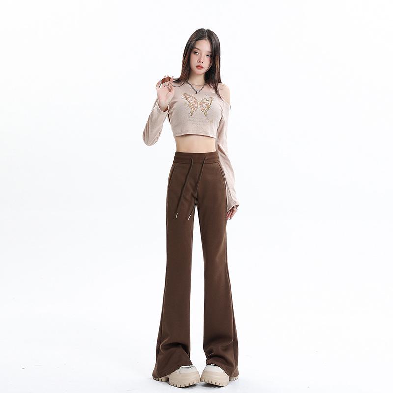 

Женские расклешенные повседневные брюки с низкой талией - облегающие черные спортивные для йоги, осень/зима 2024 г. XS