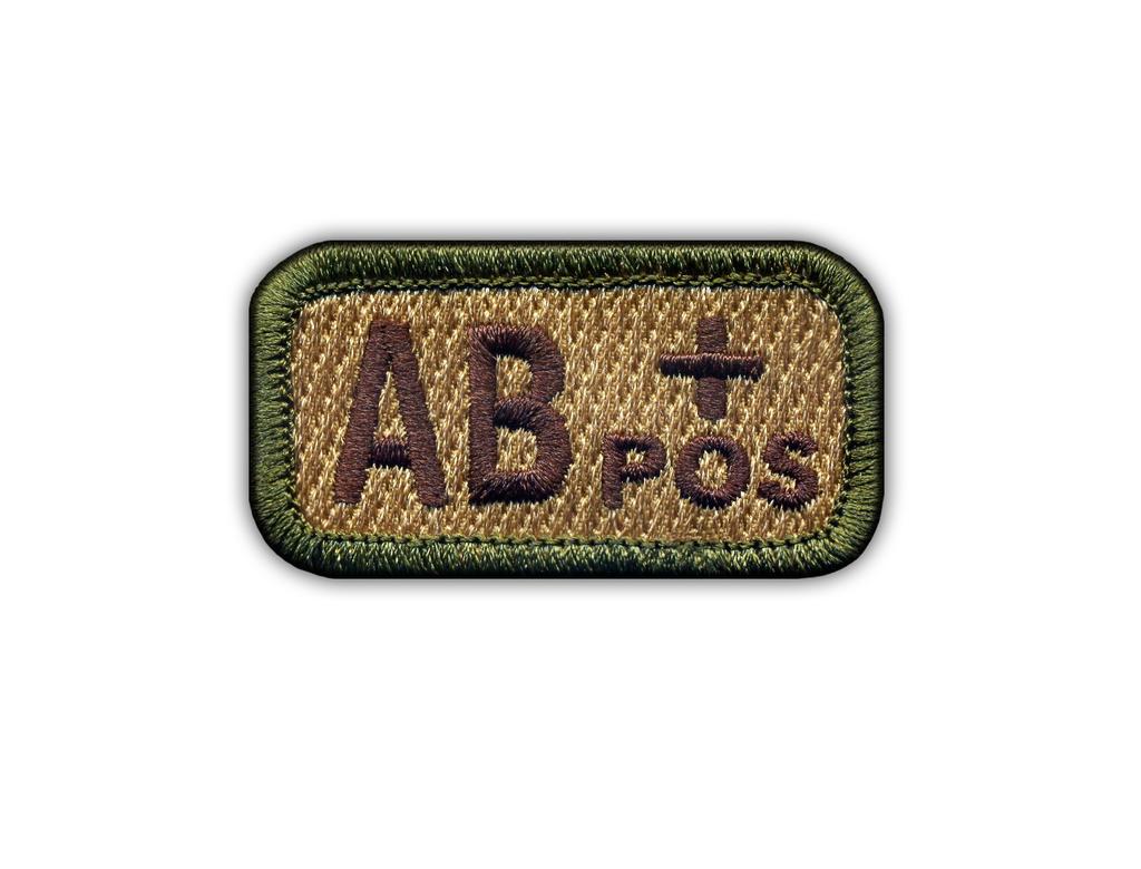 Patchion Blood Type AB "pos" Multitan - Self-Adhesive Backing - Embroidered Patch/Badge/Emblem