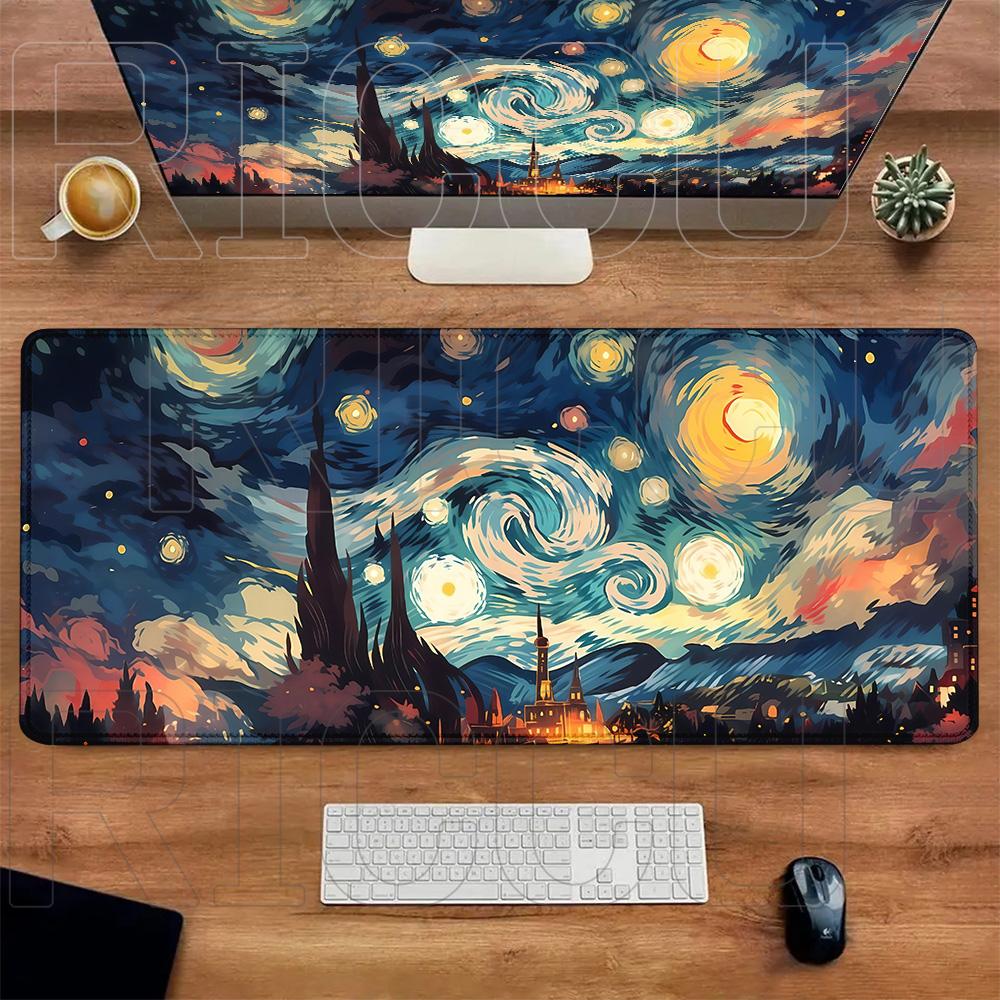 HD print XXL Van Gogh Oil art starry sky Mouse Pad Gaming Laptops Keyboard Mat Deskmat Pc Accessories Desk Protector Mats carpet