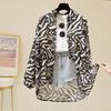 New Summer Zebra Pattern Women's Style Retro Top Mid-length Long Sleeve Thin Chiffon Shirt