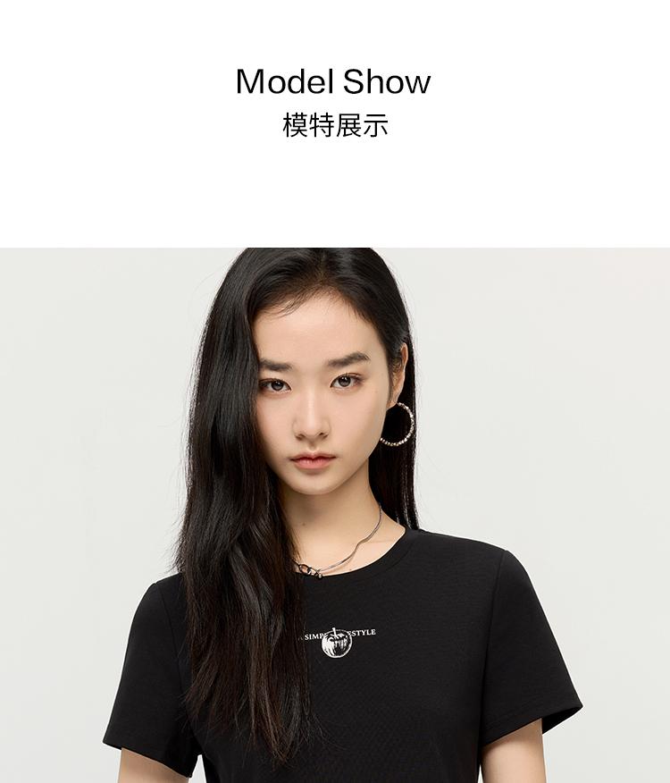 Fashionable and simple round neck letter printed short sleeved T-shirt