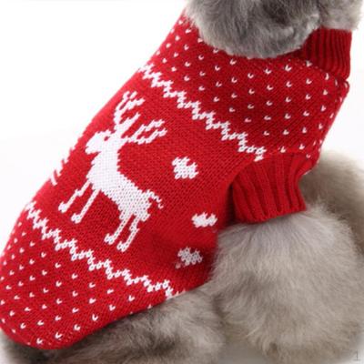 2 Color Pet Christmas Sweater with Elk Tree Print Winter Knitted Shirt