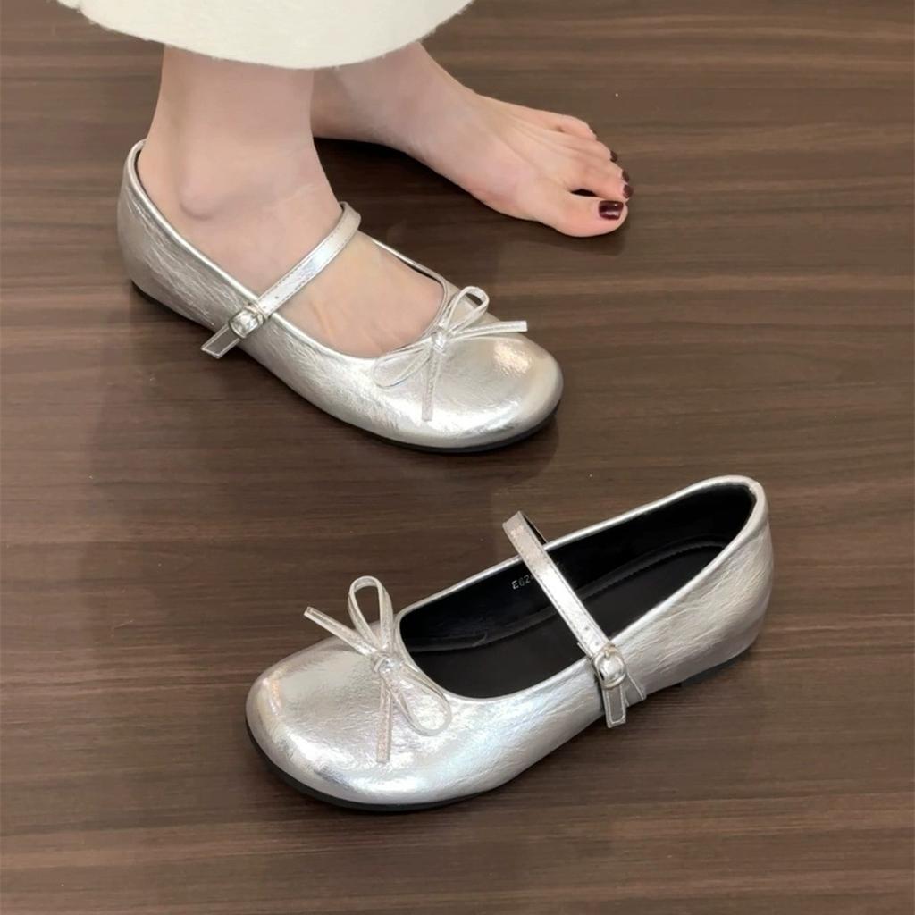 Inner height increase French gentle Mary Jane single shoes women's shoes 2025 new spring bow with skirt evening shoes