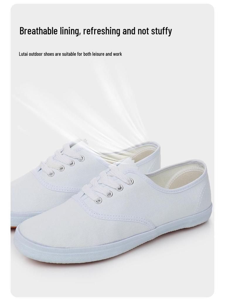 Lutai Frühling und Herbst Lässige Weiße Mesh Canvas Schuhe mit Gummisohle für Damen und Herren.