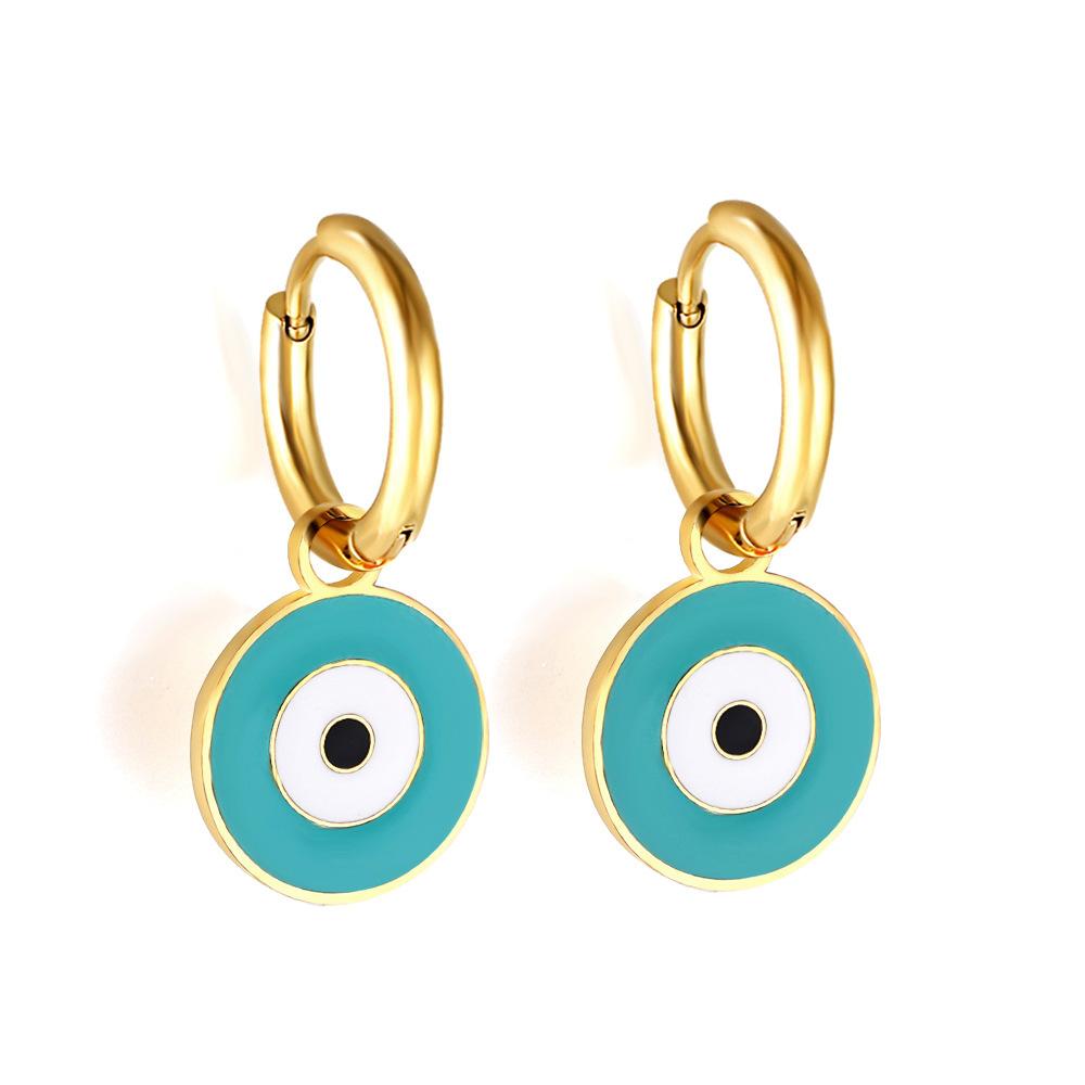 Accessories Eye Earrings Trendy Creative Geometric Mixed Color Eye Ear Buckles Stainless Steel Earrings Earrings Women's