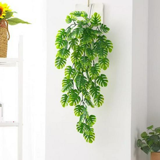 69-Mesh Turtle Back Leaf Artificial Flower Vine Wall Hanging Decoration