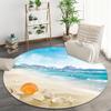 Luxury Beach Scenic Seaside Pattern Round Shape Floor Mats Kitchen Hallway Runner Rug Bedroom Living Room Soft Carpet Non-slip Area Rug
