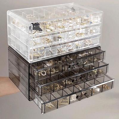 Jewelry Storage Box Multi-layer Desktop Organizer Transparent Large-Capacity Ring Earrings Necklace Jewelry Storage Box With Lid