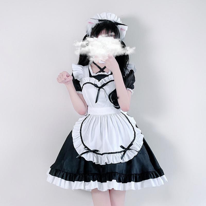 Japanese Rakuten Anime Classic Black Maid Outfit Soft Girl Sweet Cute Maid Uniform Seductive Cosplay