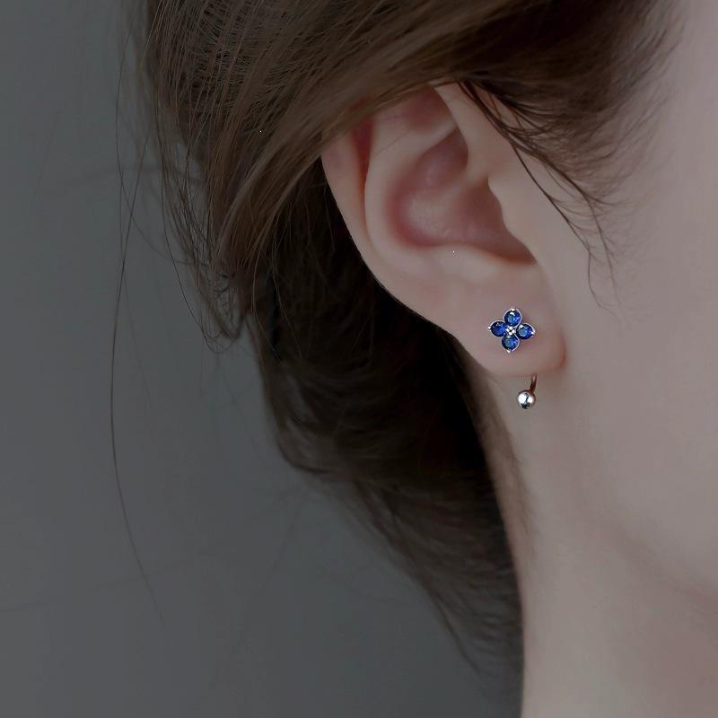 Elegant 925 Sterling Silver Four-Leaf Clover Earrings for Women - Trendy Summer 2025 Screw Back Studs