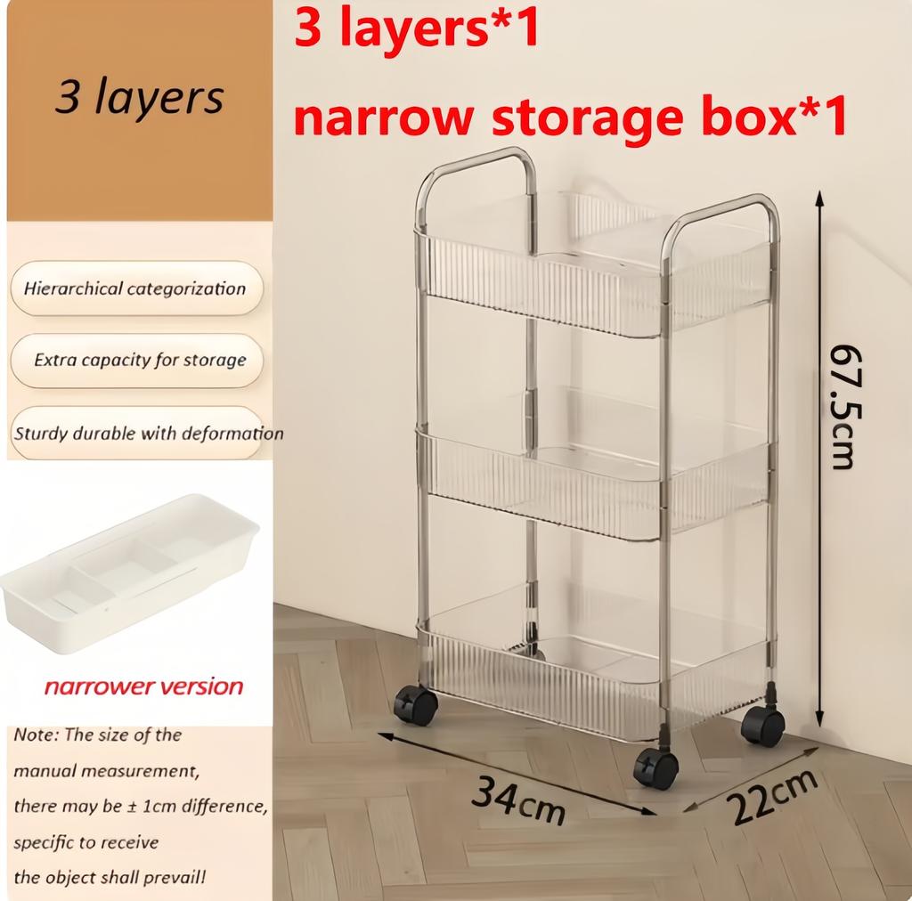 Storage Rolling Cart Clear Transparency Room Organization Multifunction Rolling Utility Cart Free Storage Box Office Living Room
