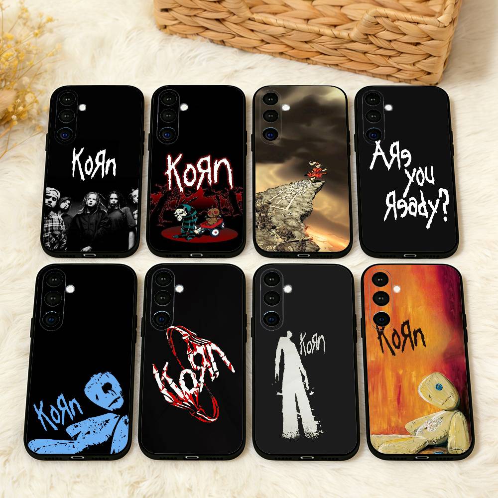 Band K-Korn Phone Case For Samsung A73,72,71,A52,51,40,41,A22,A32,31,A13, Soft Black Shell