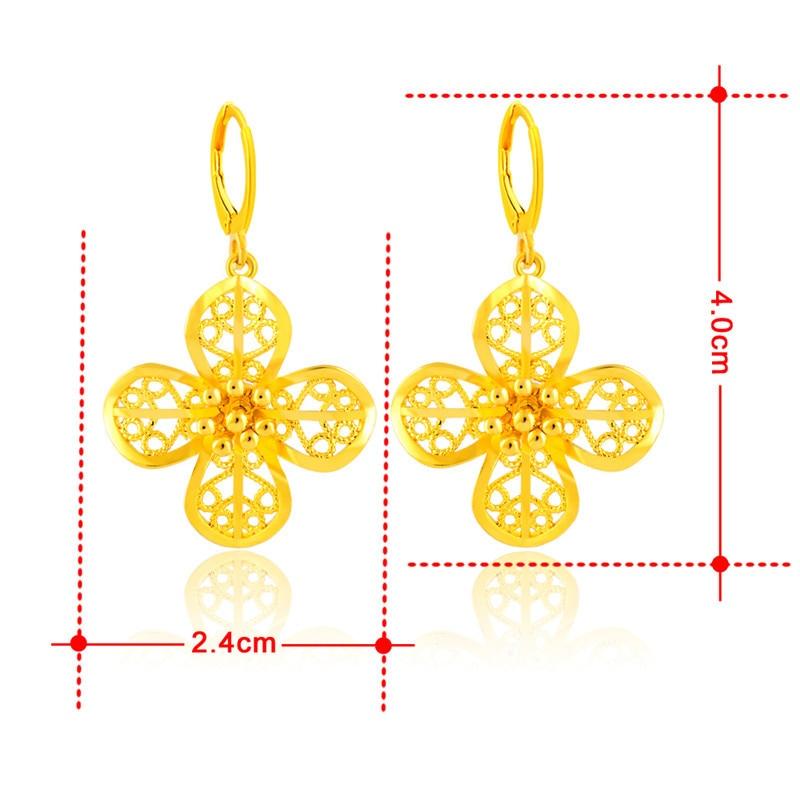 Earrings 24k Gold Color Plated Flower Drop Earrings Hook High Quality Diy Jewelry Findings Accessories