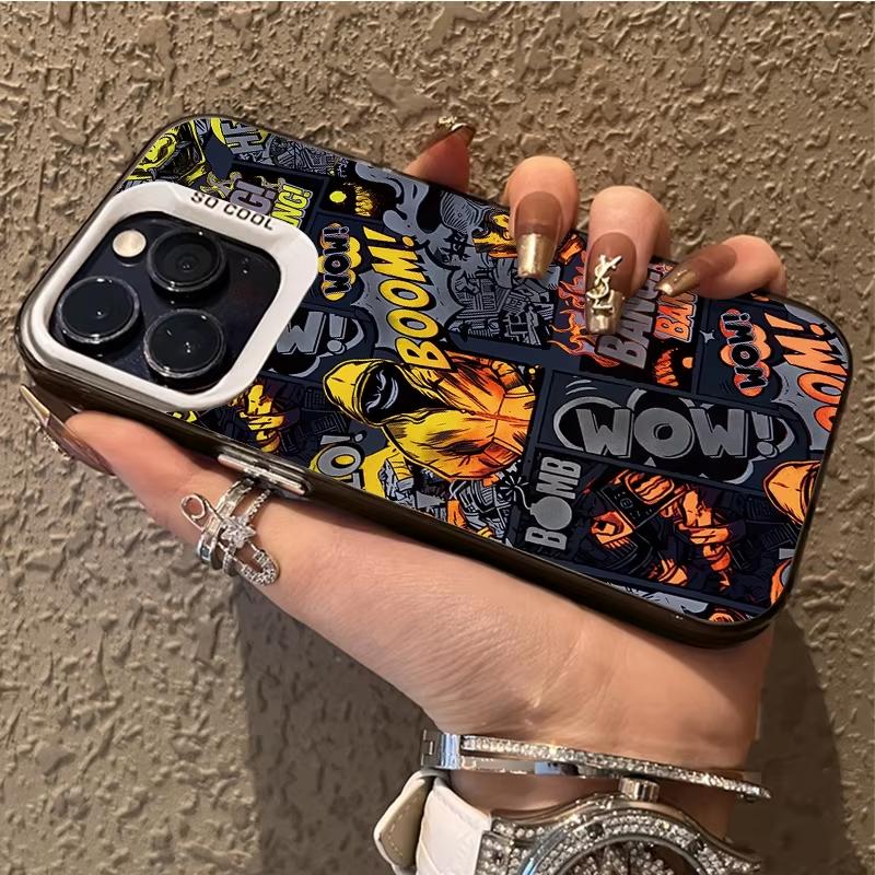 Graffiti Black Comic Style Phone Case For iPhone 17 Air 16 e 15 14 13 12 11 Pro Max Plus Mini SE 2020 2022 Shockproof
