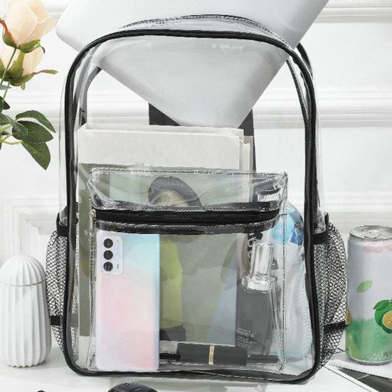 Women Backpack Double Shoulder Straps Waterproof Large Capacity See Through Wear-resistant Storage Anti-scratch PVC Transparent Backpack Travel Supply