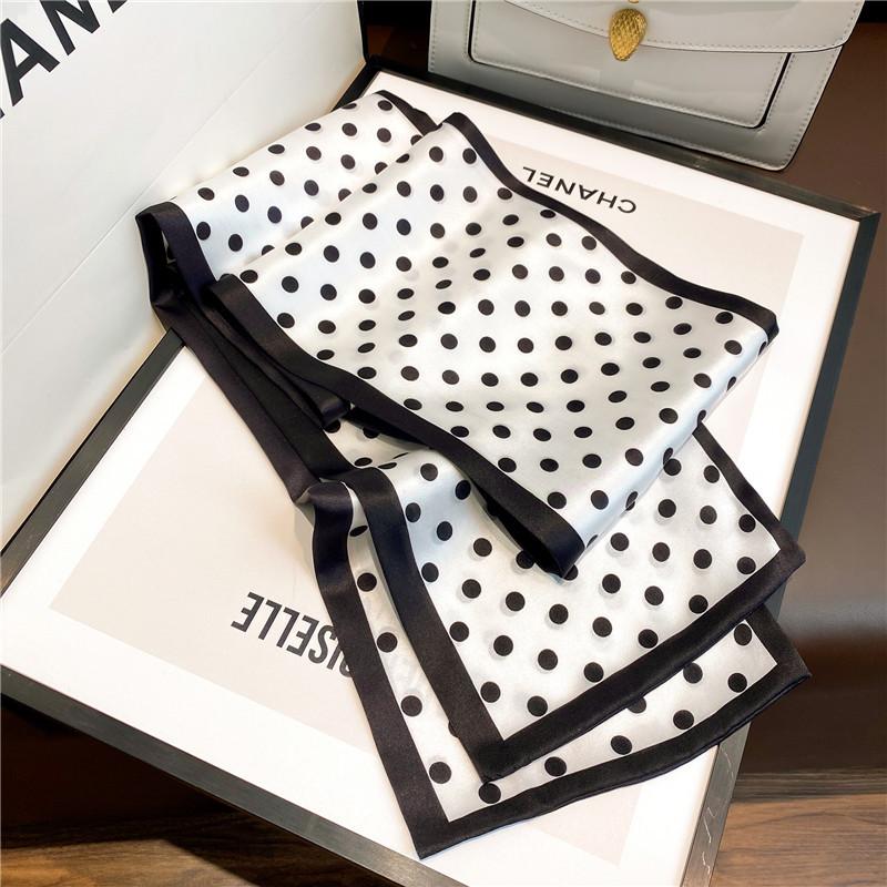 2025 dot100% Silk Scarf For Women Long Print Luxury Natural Shawls Wraps Scarves Hijab Foulard Lady Office Neck Kerchief Bandana
