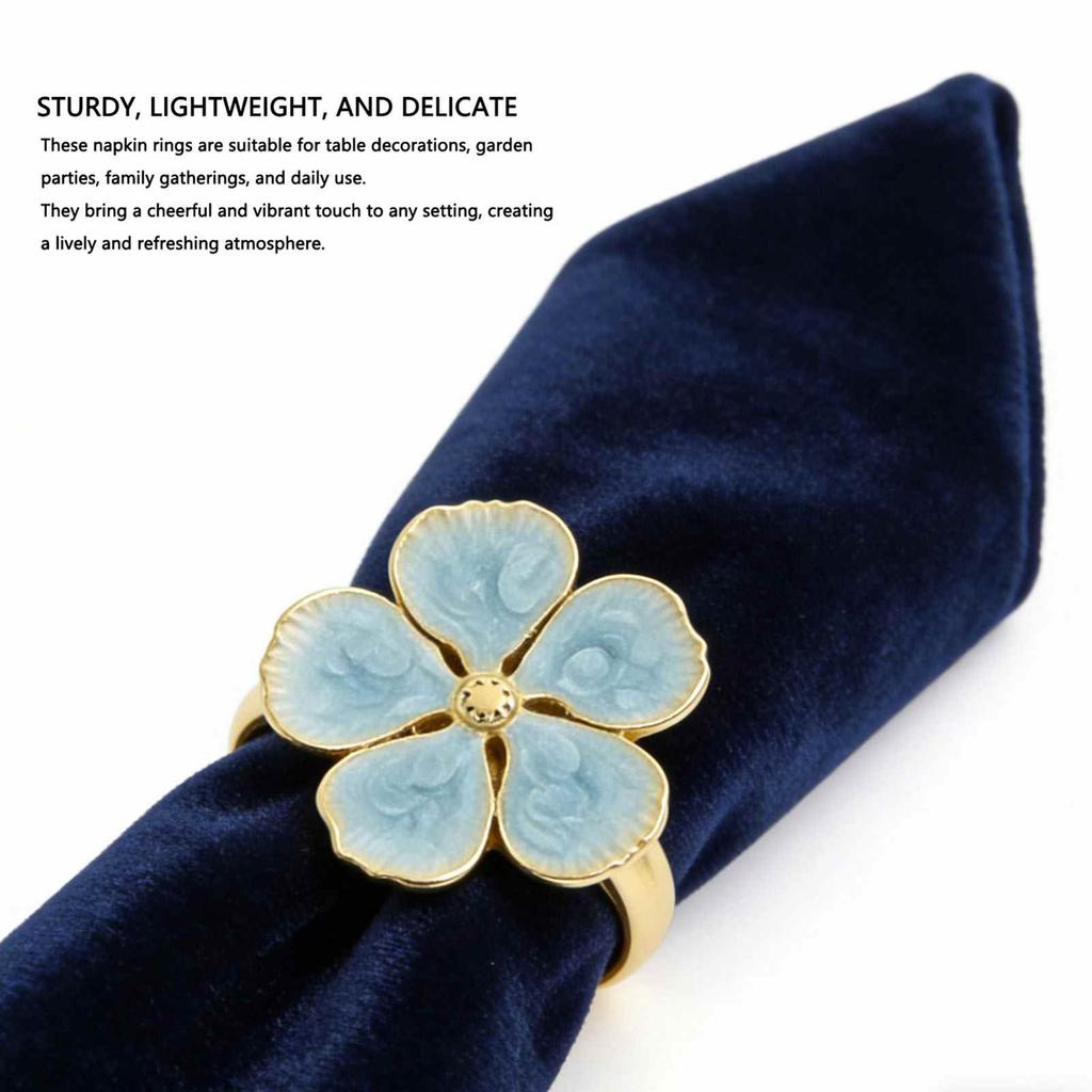10pcs Flower Napkin Rings Floral Serviette Buckles Holders Party Table Decor for Wedding Banquet Dinner Daily Use 5
