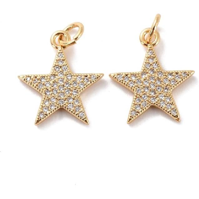 Ipotkitt 5Pcs Heart with Star Brass Micro Pave Cubic Zirconia Diffuser Locket Charm Pendants Openable Ornaments for DIY Making - 19.5x22.5mm