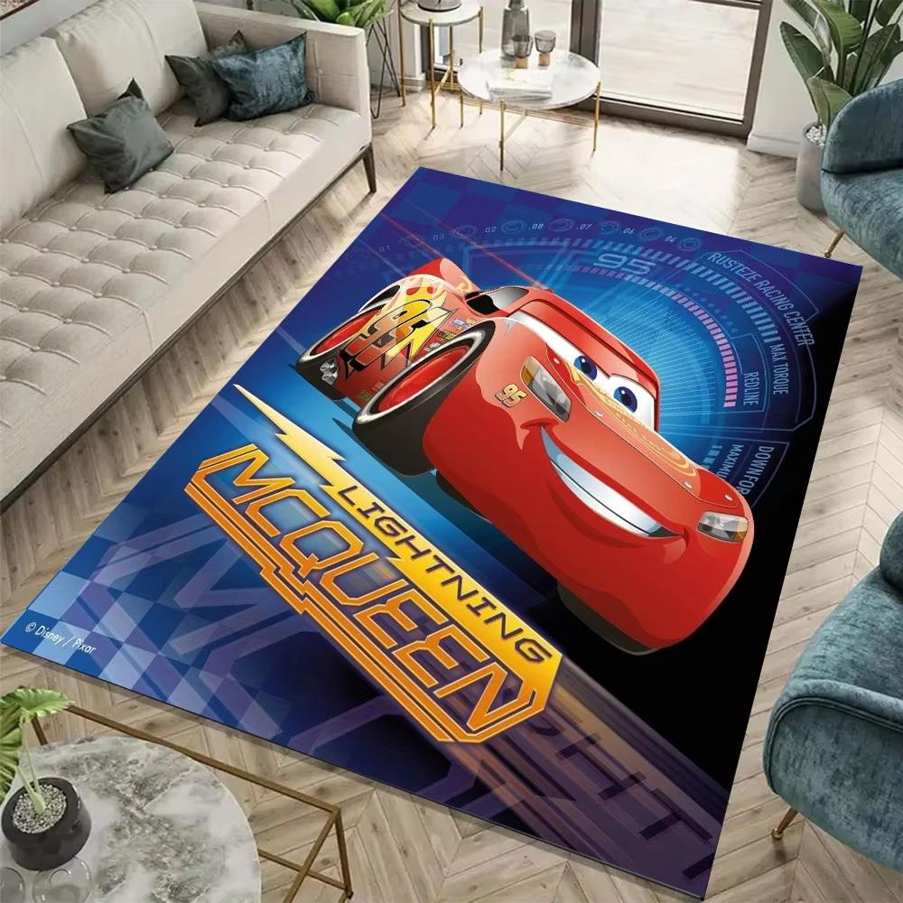 Cars Lightning McQueen Themed Rug Vibrant Race Car Floor Mat for Boys Room Bedroom Playroom Energetic Decor Carpet
