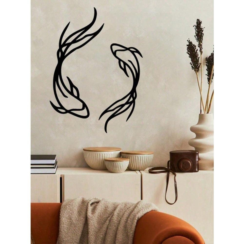 Metal Fish Wall Sculpture 0.5lb Black Iron Art Fishing Decor for Fisherman Gift Nautical Farmhouse Hanging Ornament for Living Room Bathroom Office