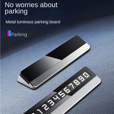 Araba Stil Etiketi Geçici Park Kartı Metal Telefon Numarası Plakası Işıklı Geçici Park İşareti Hareket Halindeki Araba Numarası Plakası