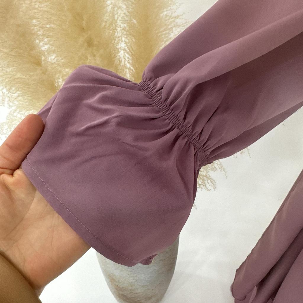 2024 Loriya Solid Color Bell Sleeve Dress - Middle East & Turkey Edition (LR714)