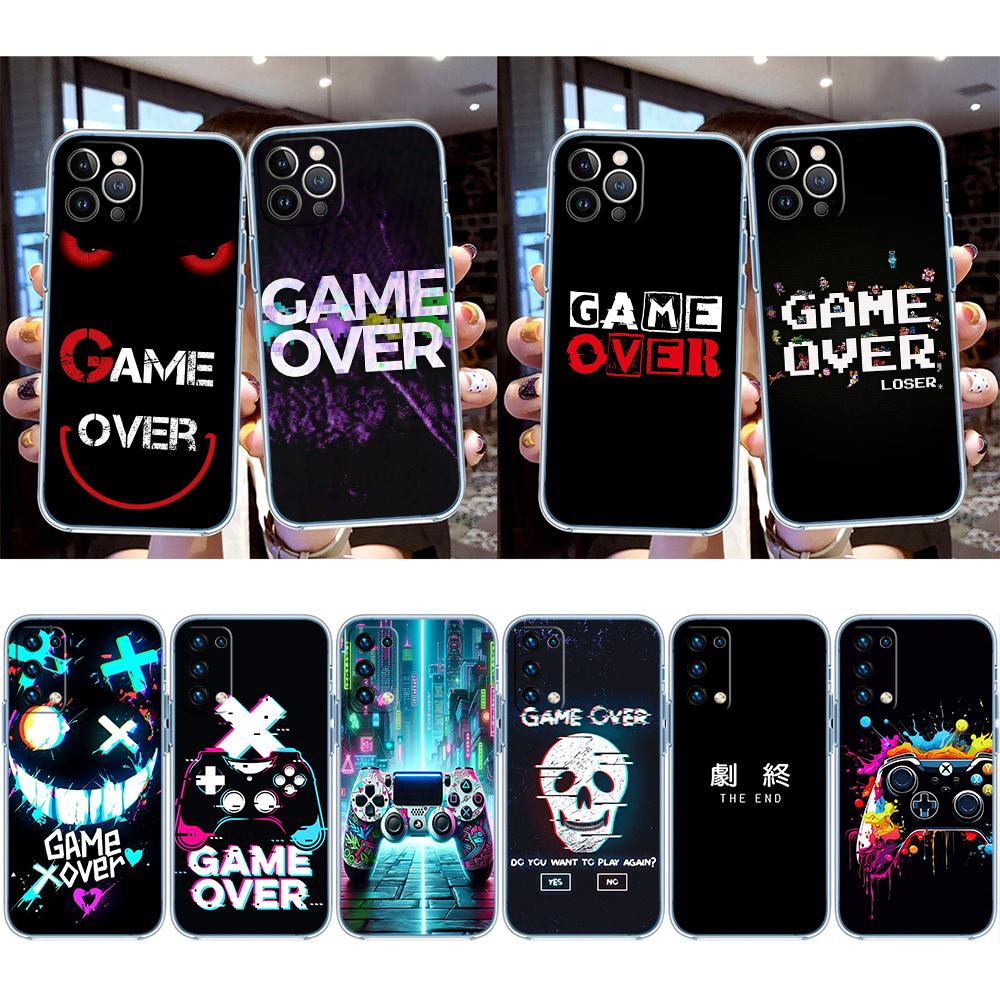 QE30 Game Over Transparent Phone Case for Samsung Galaxy A04 A04S A14 A23 A34 A54 M23 M33 M52 M53